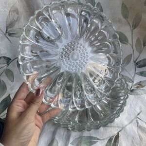Vintage Federal Glass Daisy Snack Plates Set of 2‎ Clear Pressed Glass 10 inch